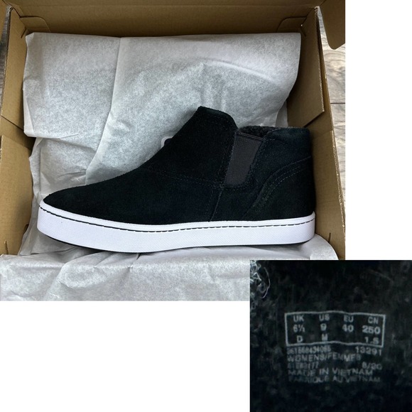 NIB Clarks Pawley Joy 9M Black Suede Slip On Comfort Sneakers Mid Top - Picture 11 of 11